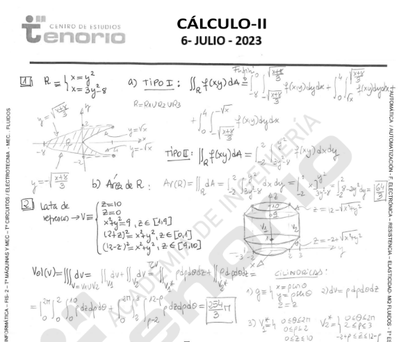 Examen de Cálculo II resuelto por Academia Tenorio