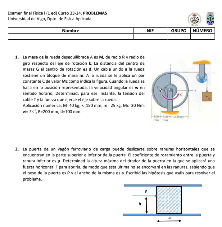 examen fisica i grado ingenieria vigo