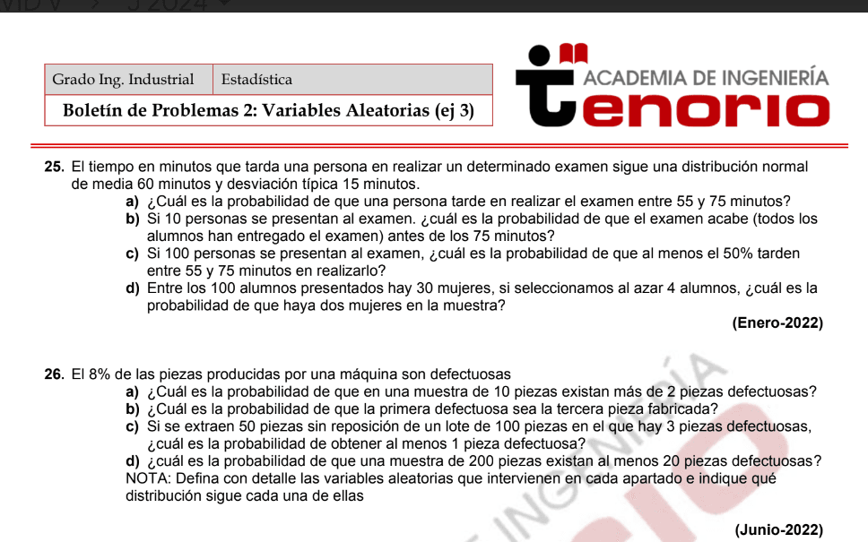 boletin examen estadistica grado ingenieria uvigo